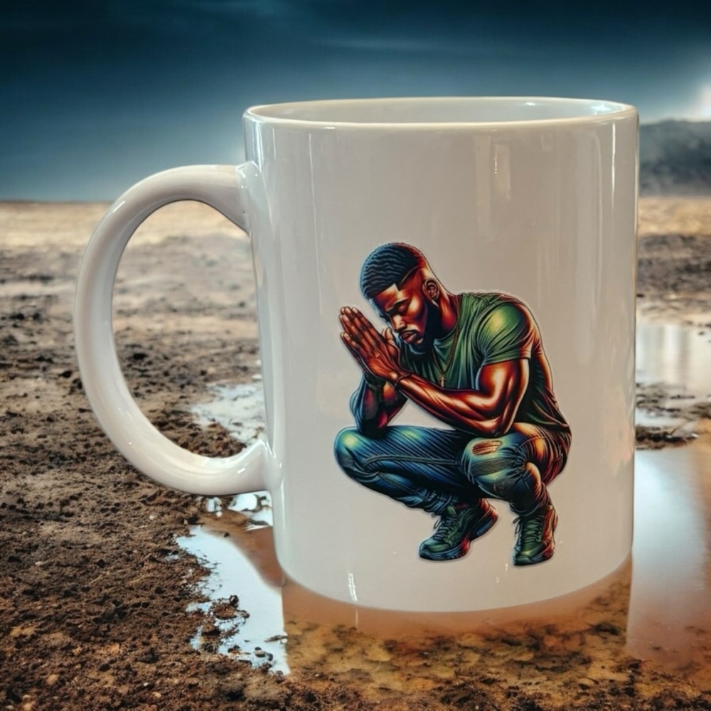 White Mug with Vibrant Artistic Design